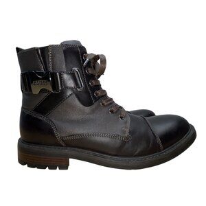 Guess Mens Black & Grey With Zipper & Lace-Up Closure Rand Combat Boots Size 12M